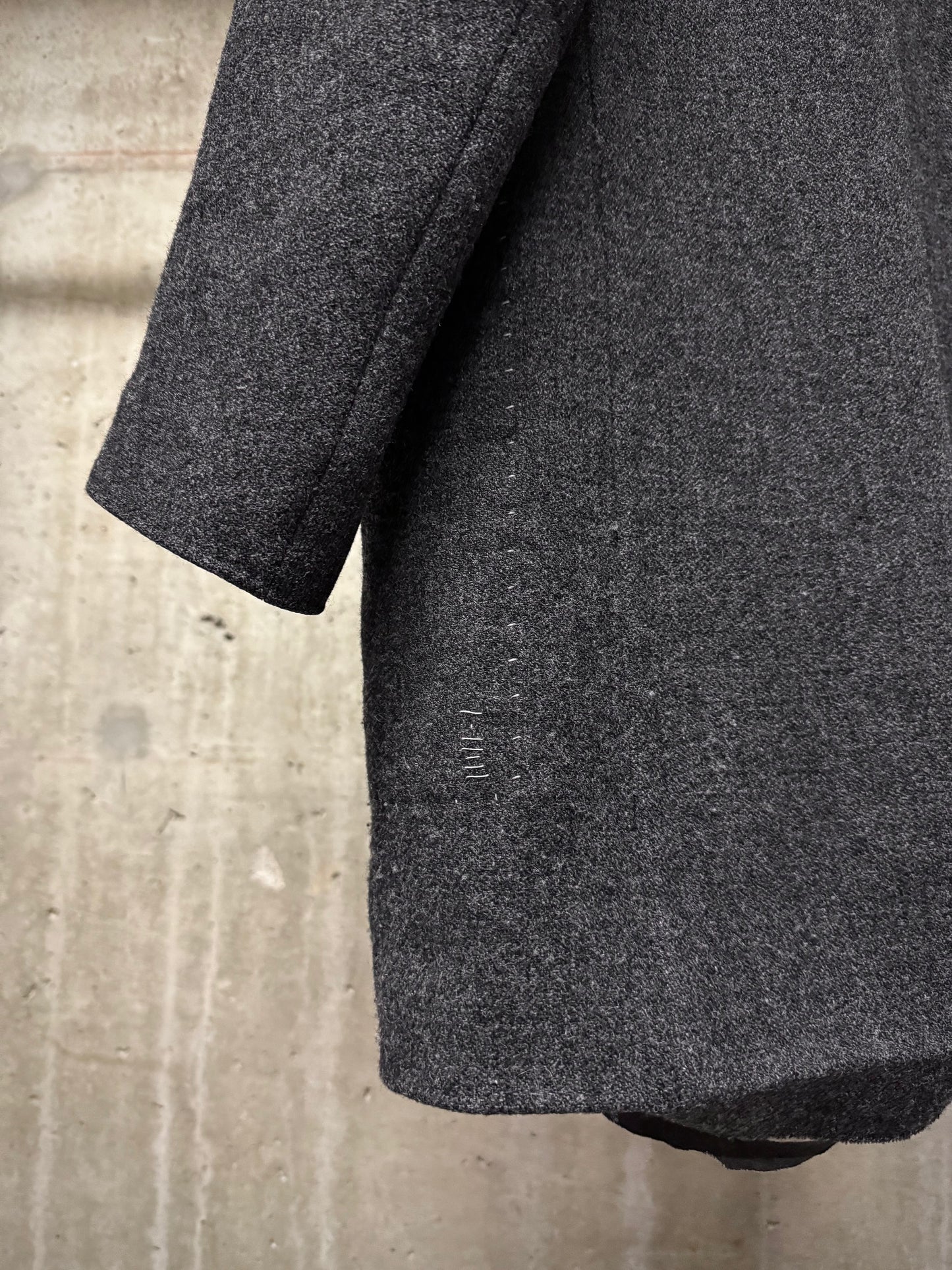 Taichi Murakami Taped Seam Anatomical Cashmere Tweed High Neck Coat