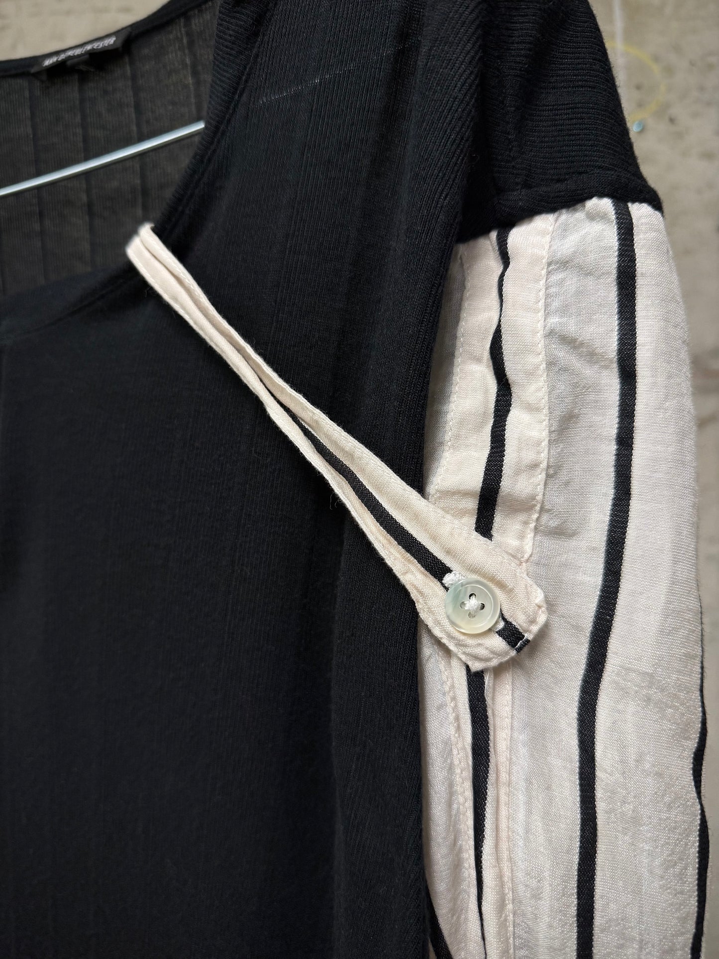 Ann Demeulemeester SS19 Semi-Sheer Striped Henly Long-sleeves