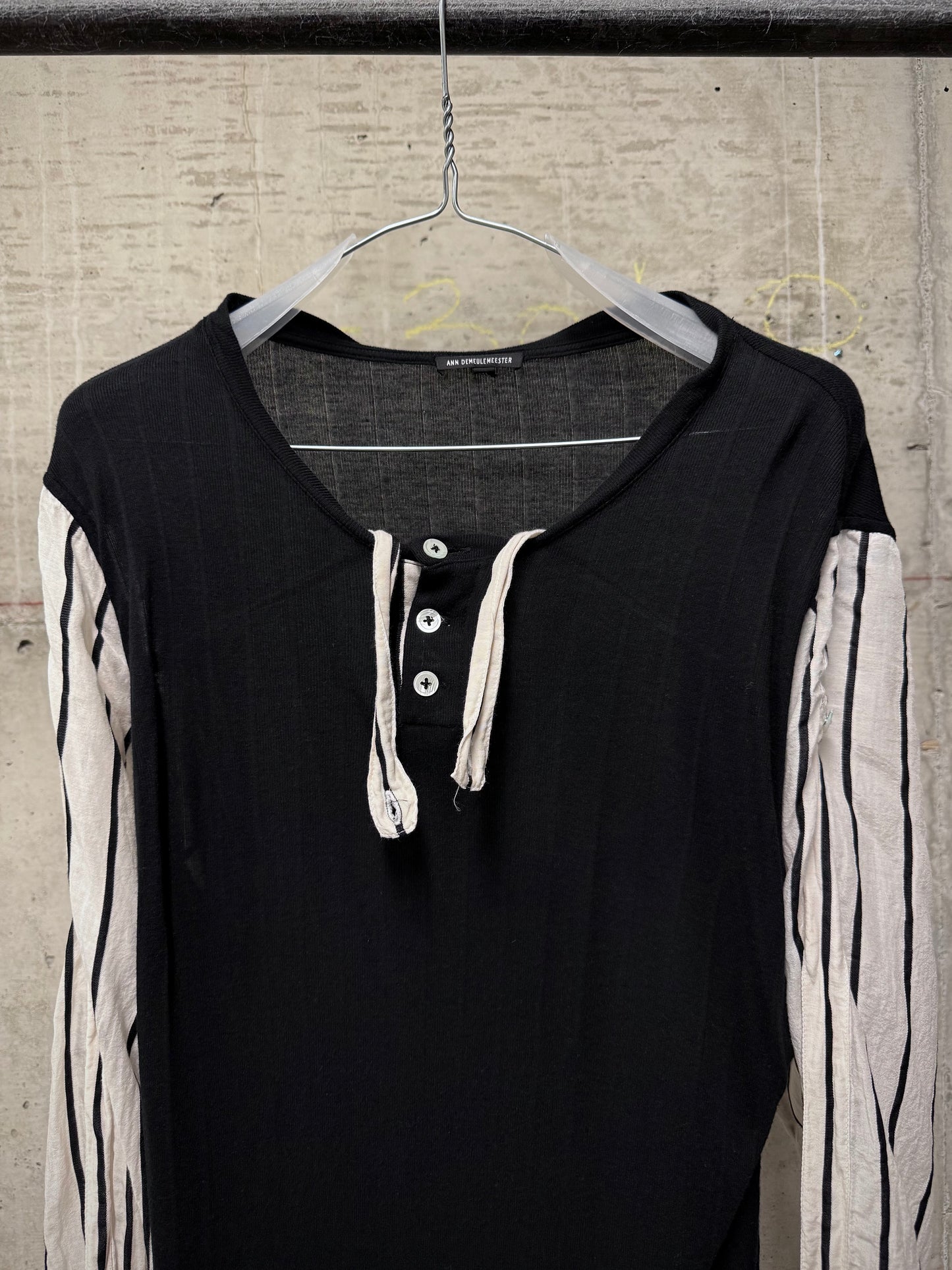 Ann Demeulemeester SS19 Semi-Sheer Striped Henly Long-sleeves