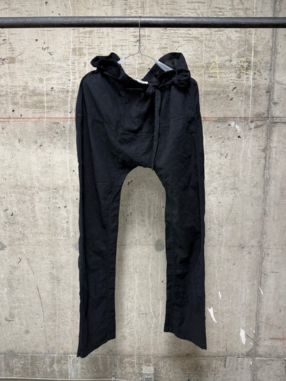 Nicolò Ceschi Berrini Early 00s Light Cotton Drop-crotch Paper Bag Pants