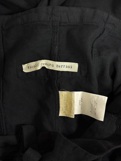 Nicolò Ceschi Berrini Early 00s Light Cotton Drop-crotch Paper Bag Pants