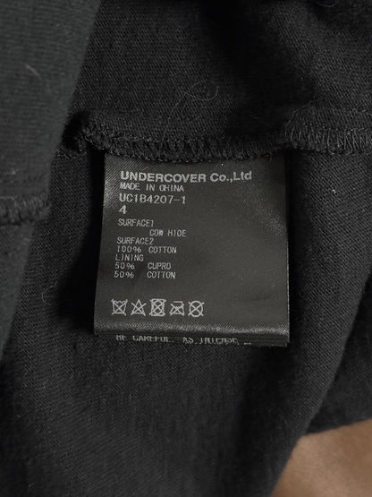 UNDERCOVER SS22 “Once in a Lifetime” Graphic Printed Hybrid Jersey Leather Perfecto Jacket
