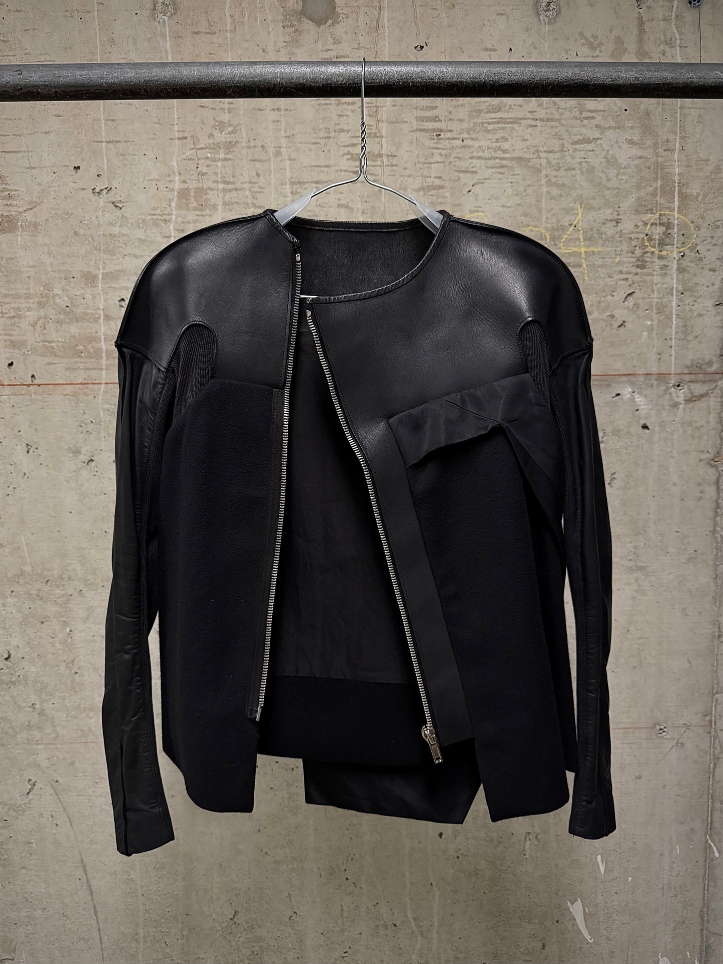 Rick Owens AW11 "LIMO" Asymmetric Hybrid Virgin Wool Leather Jacket