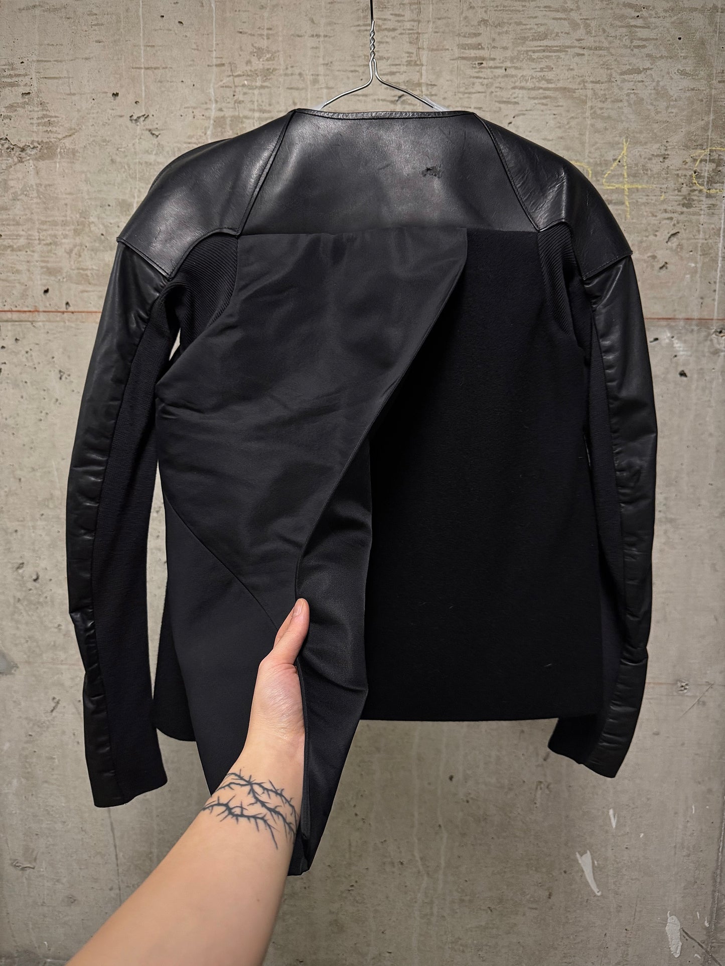 Rick Owens AW11 "LIMO" Asymmetric Hybrid Virgin Wool Leather Jacket