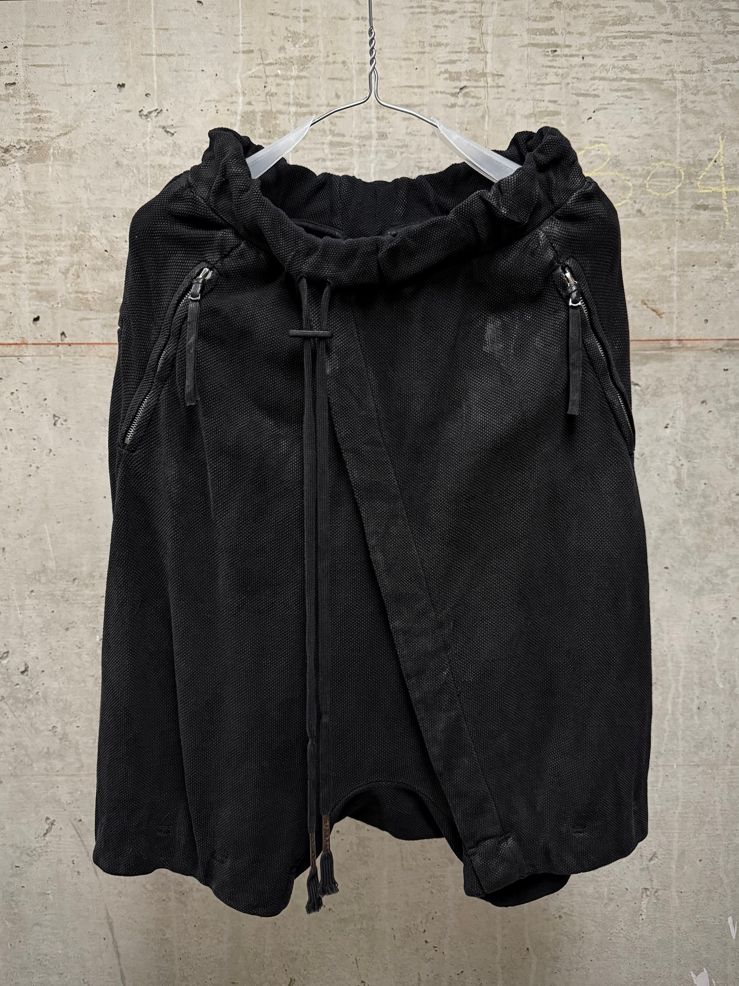 Boris Bidjan Saberi SS17 ‘P15-F0503M’ Object-dyed Vinyl Processed Military Drop-crotch Shorts