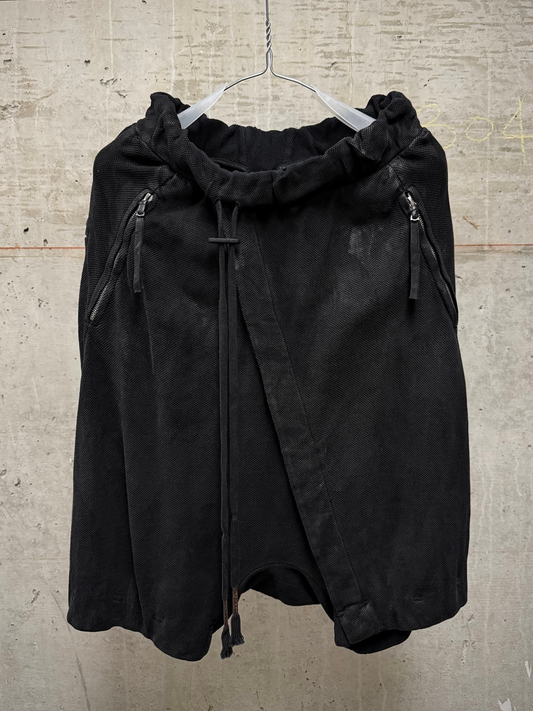 Boris Bidjan Saberi SS17 ‘P15-F0503M’ Object-dyed Vinyl Processed Military Drop-crotch Shorts