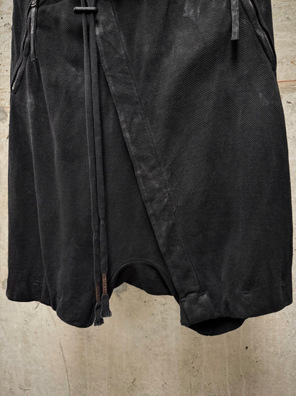 Boris Bidjan Saberi SS17 ‘P15-F0503M’ Object-dyed Vinyl Processed Military Drop-crotch Shorts