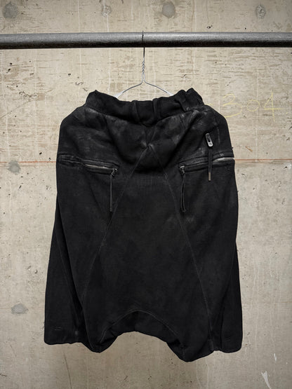 Boris Bidjan Saberi SS17 ‘P15-F0503M’ Object-dyed Vinyl Processed Military Drop-crotch Shorts