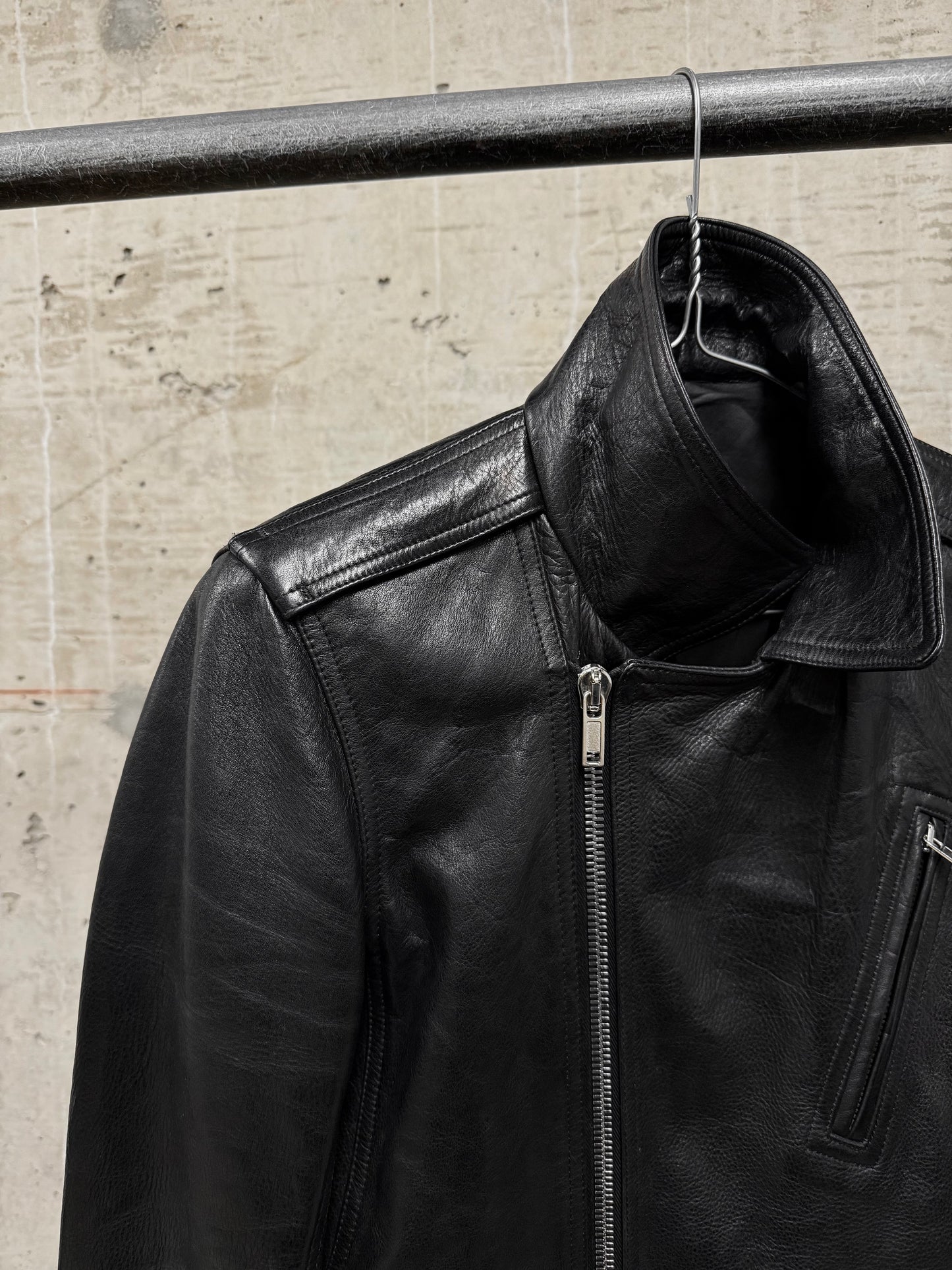 Rick Owens SS17 "WALRUS" Stooges Heavy Calfskin Leather Rider Jacket