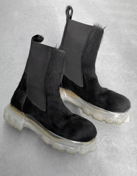 Rick Owens SS22 “STROBE” Pony-hair ‘Bozo’ Tractor Boots