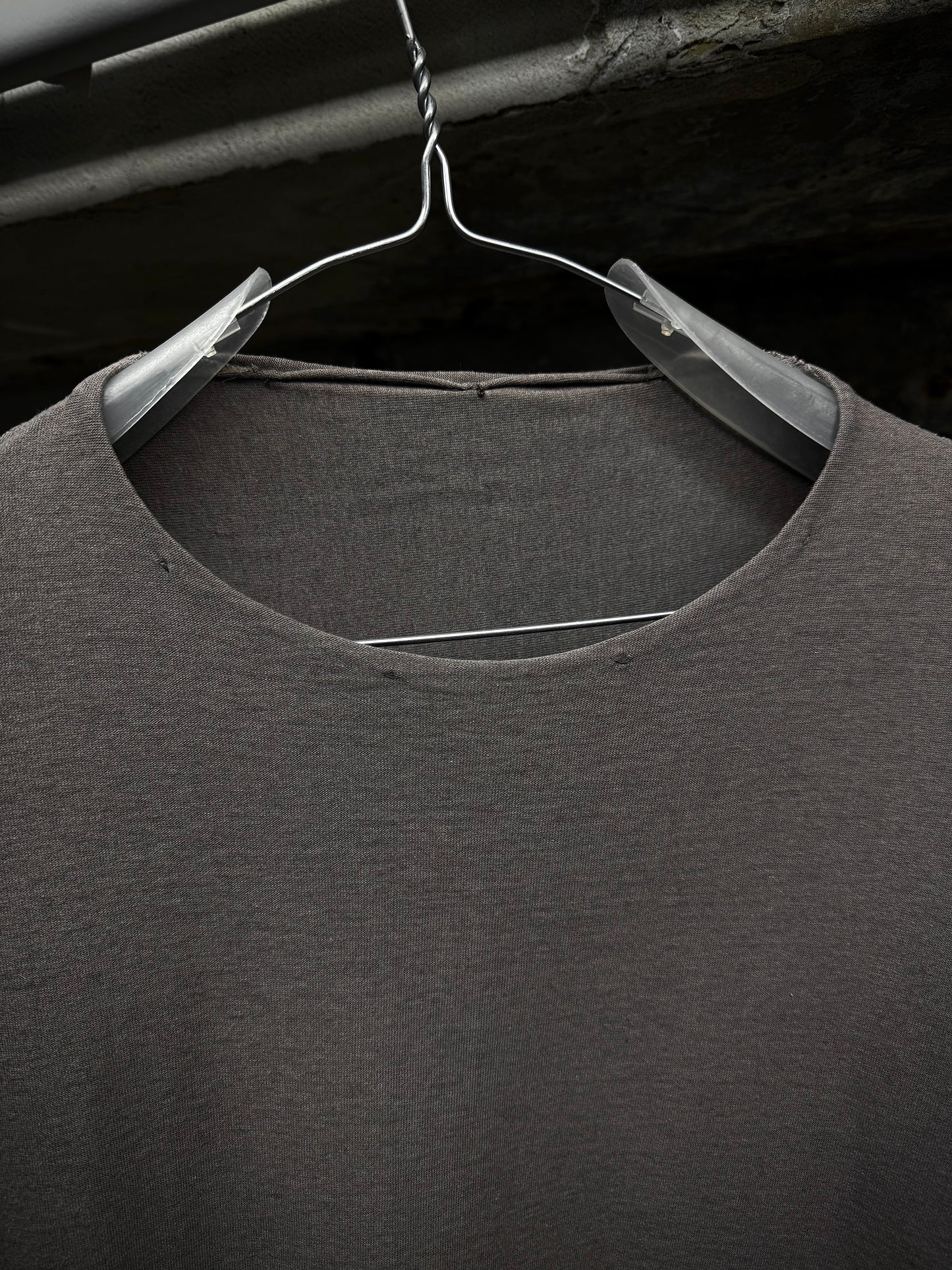 DEVOA 2010s Gradient Grey Raglan Anatomical T-shit detail | DRIEW GARMENTS
