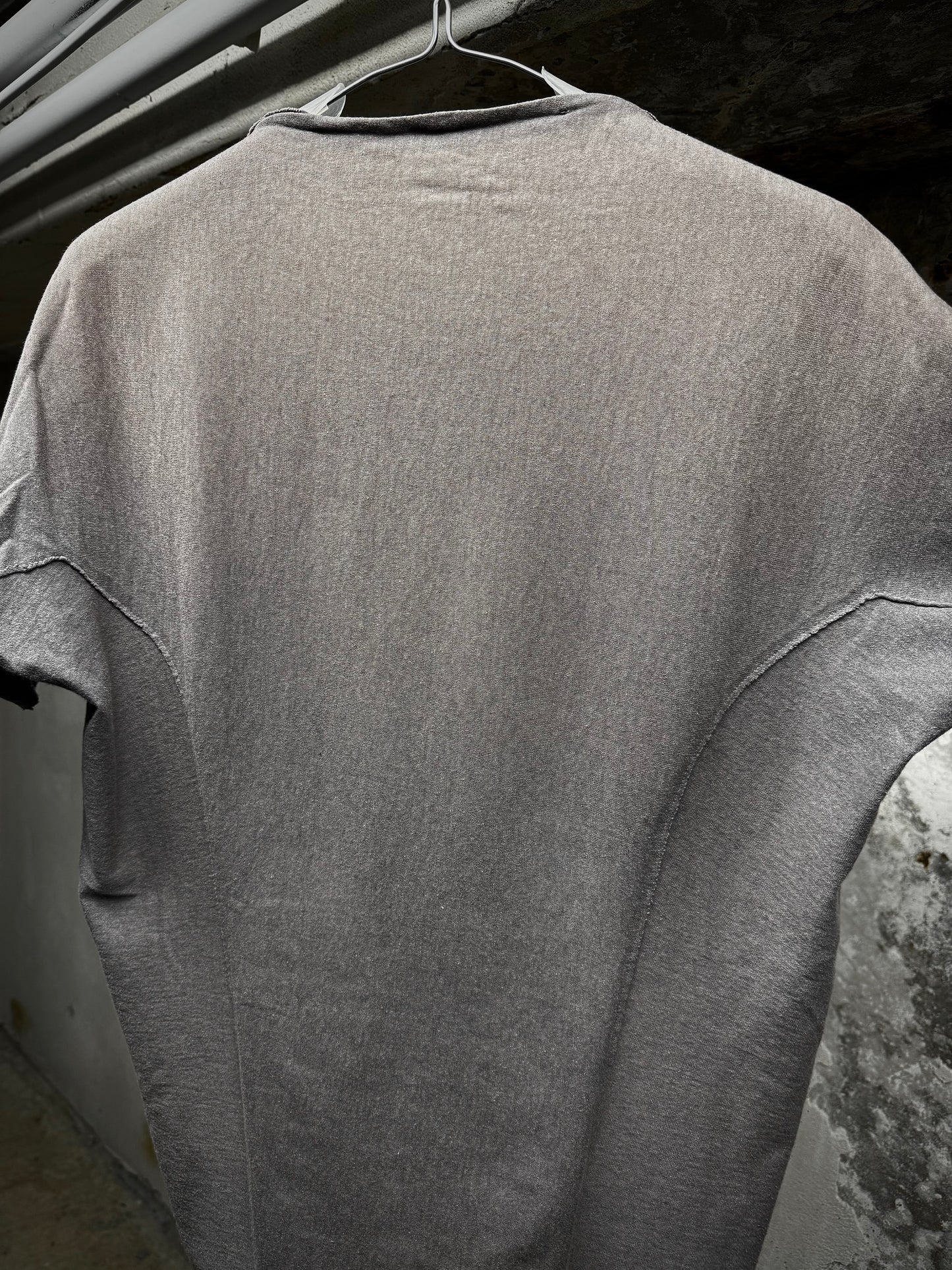 DEVOA 2010s Gradient Grey Raglan Anatomical T-shit detail | DRIEW GARMENTS