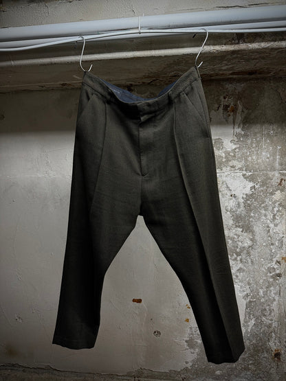 Ann Demeulemeester 2010s Khaki Wool Pleated Dress Pants | Archive Fashion Toronto