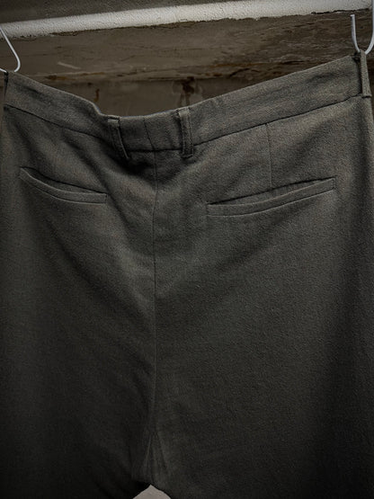 Ann Demeulemeester 2010s Khaki Wool Pleated Dress Pants detail | DRIEW GARMENTS