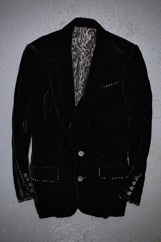 roen by Hiromu Takahara Early 00s Swarovski Crystal Stud Crushed Velvet Blazer