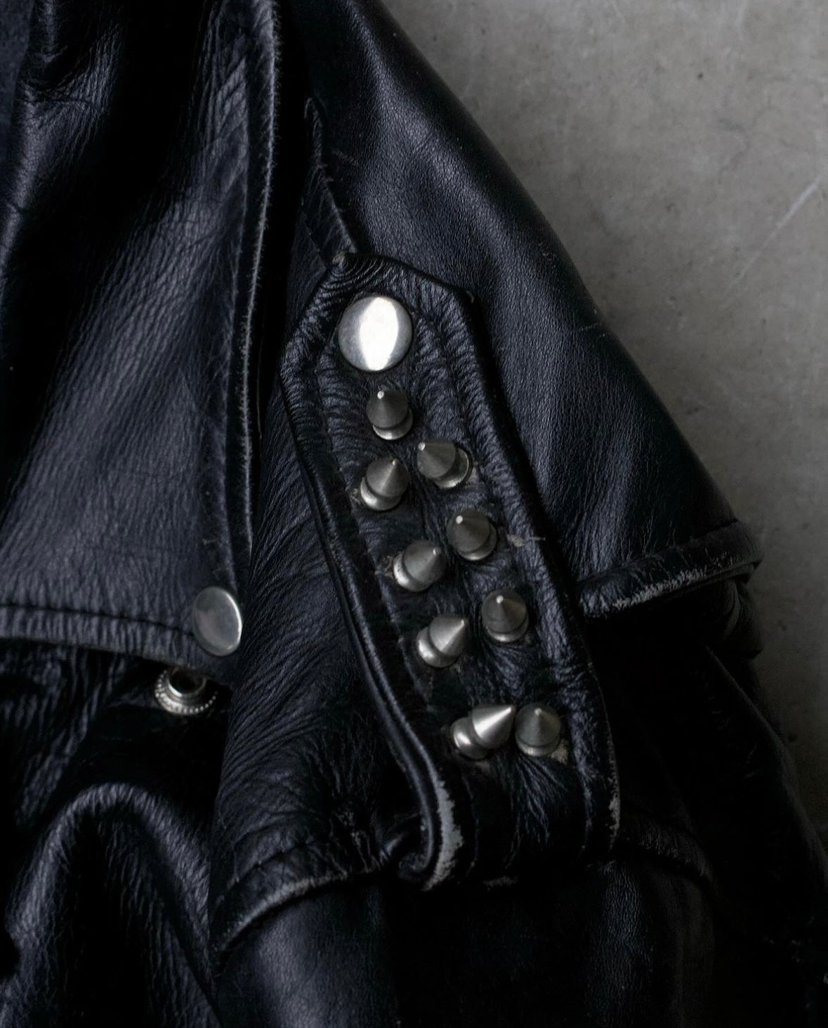 Vintage 1990s Custom Made Punk Calfskin Leather Biker Jacket