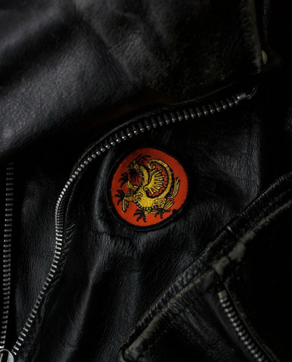 Vintage 1990s Custom Made Punk Calfskin Leather Biker Jacket