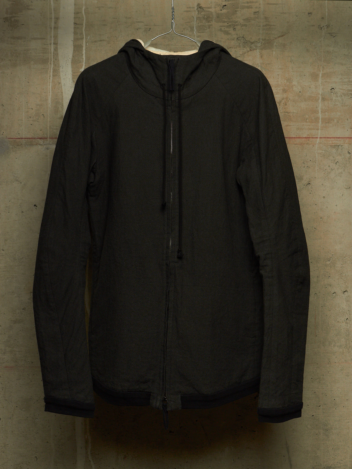 Individual Sentiments AW10-11 'CT13-CL12' Charcoal Grey Cotton Linen Hooded Raglan Zip Jacket