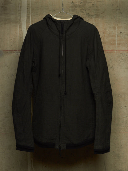 Individual Sentiments AW10-11 'CT13-CL12' Charcoal Grey Cotton Linen Hooded Raglan Zip Jacket