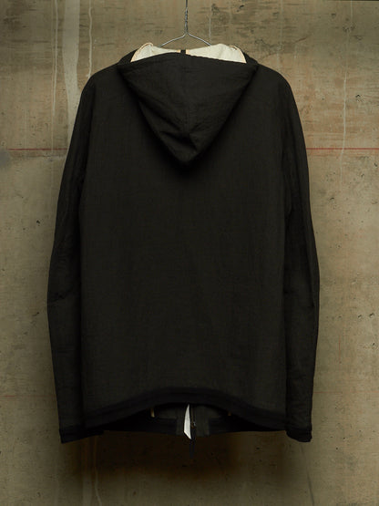 Individual Sentiments AW10-11 'CT13-CL12' Charcoal Grey Cotton Linen Hooded Raglan Zip Jacket