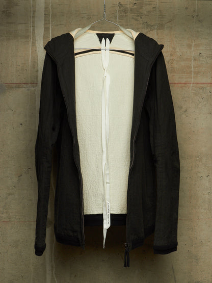 Individual Sentiments AW10-11 'CT13-CL12' Charcoal Grey Cotton Linen Hooded Raglan Zip Jacket