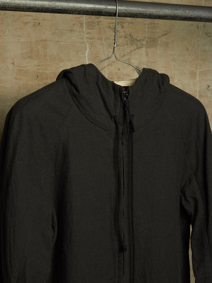 Individual Sentiments AW10-11 'CT13-CL12' Charcoal Grey Cotton Linen Hooded Raglan Zip Jacket