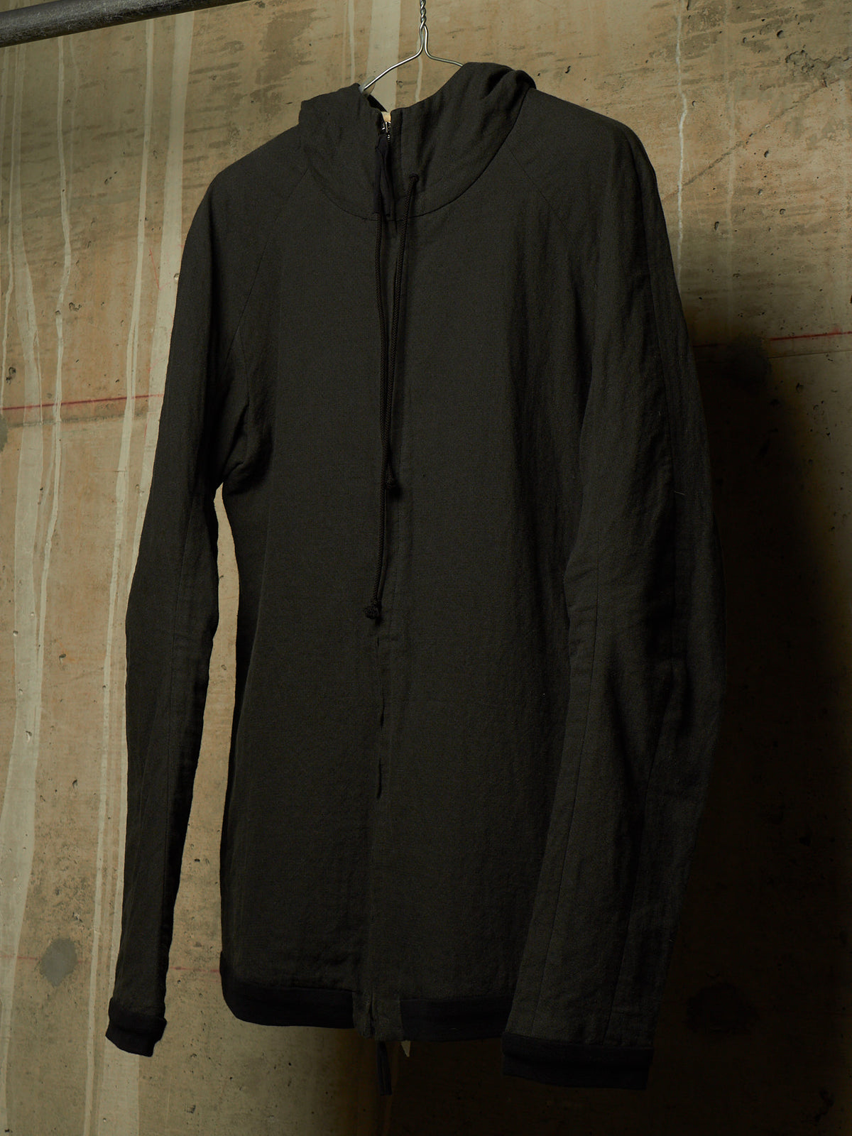 Individual Sentiments AW10-11 'CT13-CL12' Charcoal Grey Cotton Linen Hooded Raglan Zip Jacket