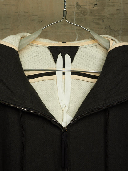 Individual Sentiments AW10-11 'CT13-CL12' Charcoal Grey Cotton Linen Hooded Raglan Zip Jacket