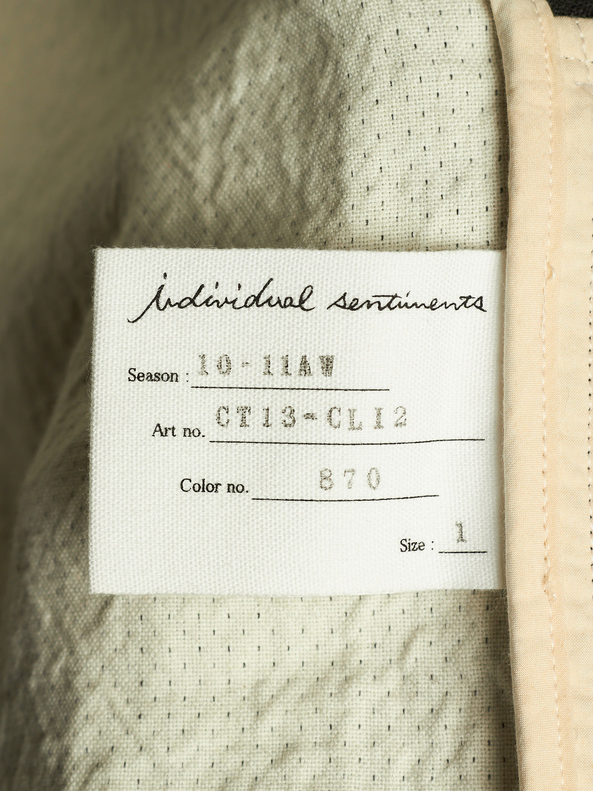 Individual Sentiments AW10-11 'CT13-CL12' Charcoal Grey Cotton Linen Hooded Raglan Zip Jacket