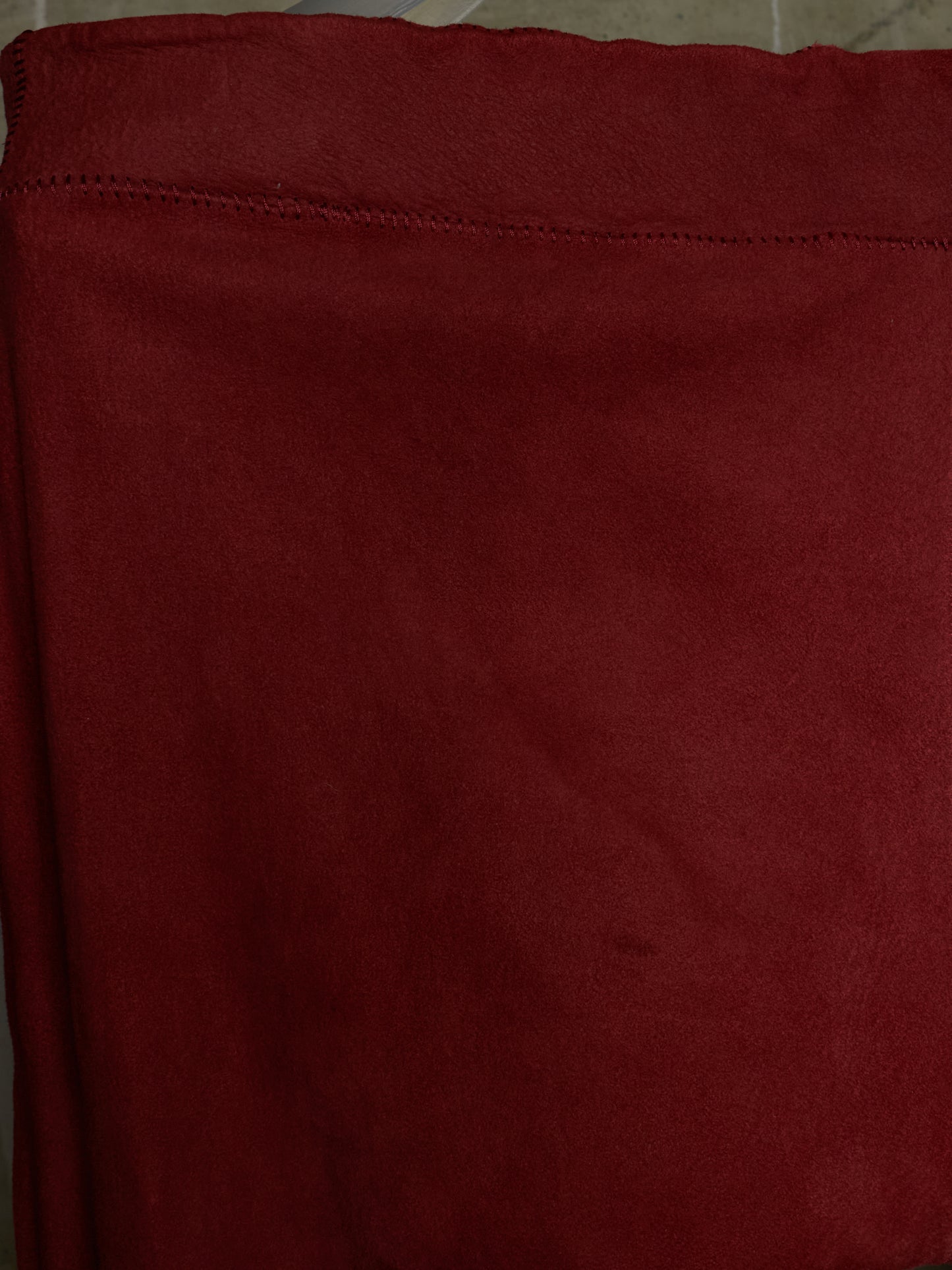 Isaac Sellam: “Experience” Brick Red Overlock Stretch Lambskin Suede Leather Jogging Pants