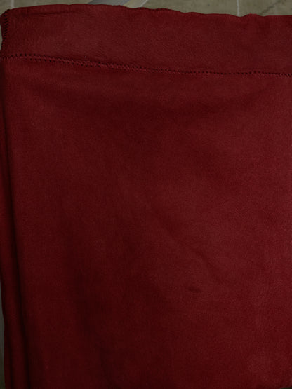 Isaac Sellam: “Experience” Brick Red Overlock Stretch Lambskin Suede Leather Jogging Pants