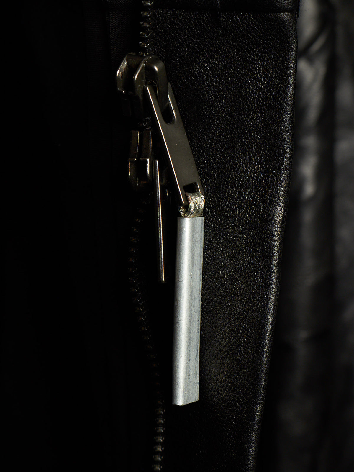 Isaac Sellam: “Experience” SS22 Black High Neck Pertinent Lambskin Leather Coat