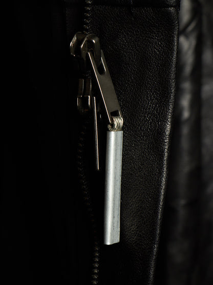 Isaac Sellam: “Experience” SS22 Black High Neck Pertinent Lambskin Leather Coat
