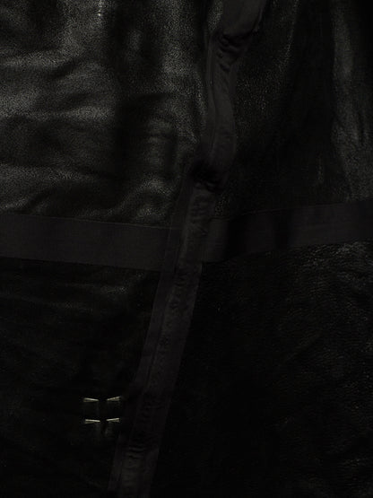 Isaac Sellam: “Experience” SS22 Black High Neck Pertinent Lambskin Leather Coat