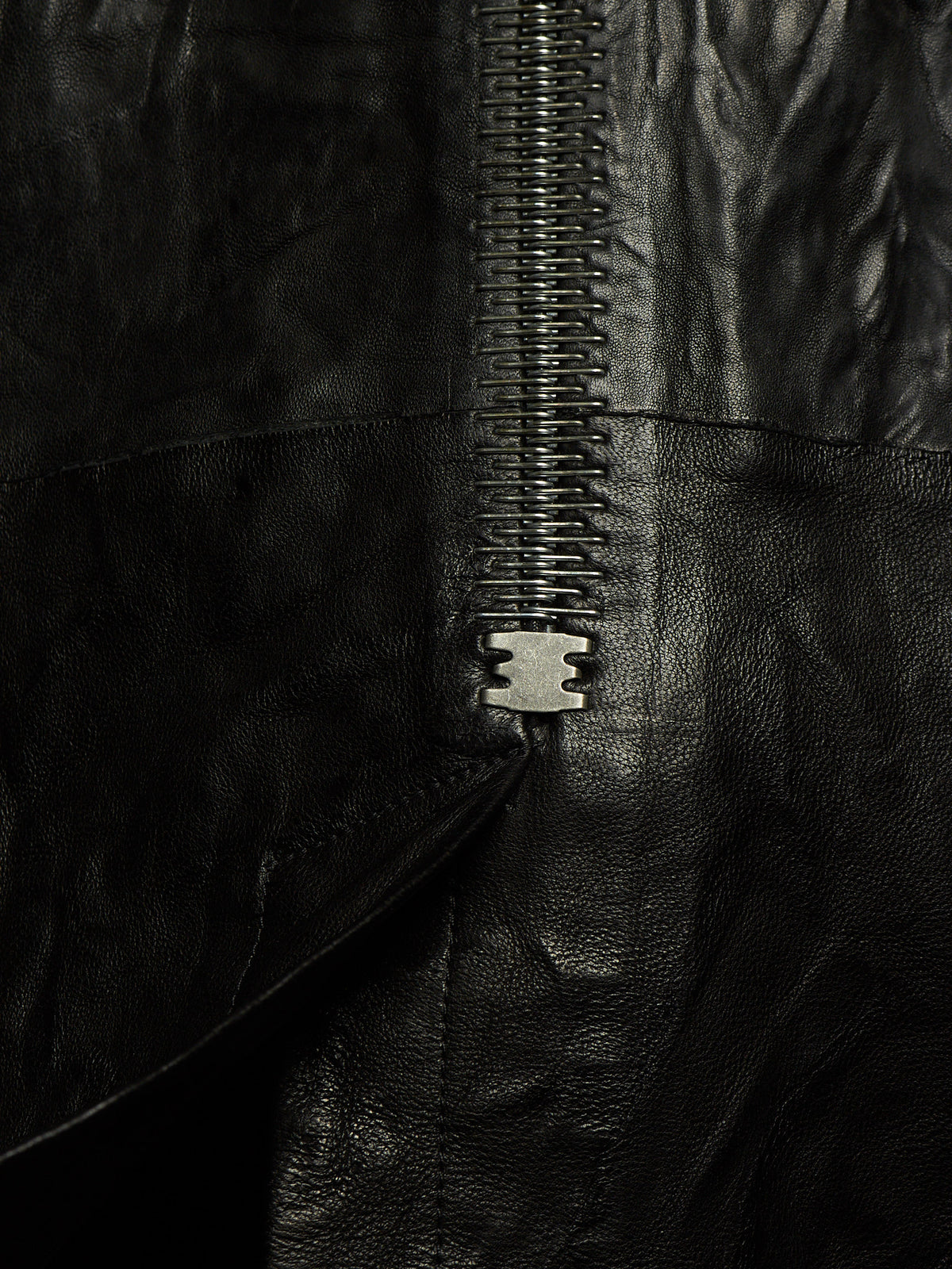 Isaac Sellam: “Experience” SS22 Black High Neck Pertinent Lambskin Leather Coat