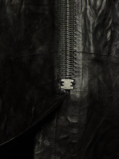 Isaac Sellam: “Experience” SS22 Black High Neck Pertinent Lambskin Leather Coat