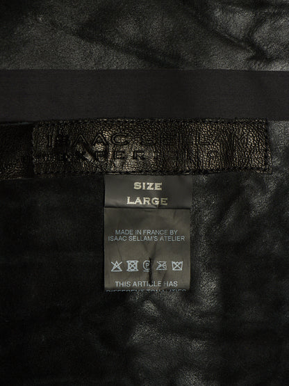 Isaac Sellam: “Experience” SS22 Black High Neck Pertinent Lambskin Leather Coat