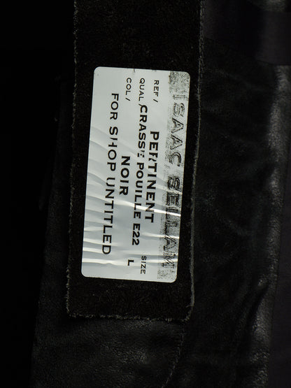 Isaac Sellam: “Experience” SS22 Black High Neck Pertinent Lambskin Leather Coat