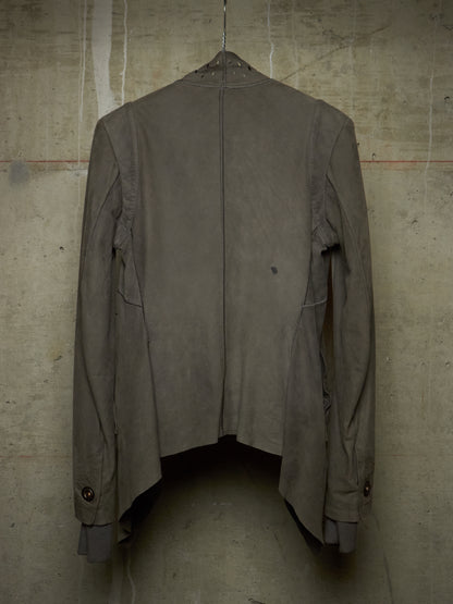 Isaac Sellam: “Experience” Open-front Laser Cut Calfskin Leather Cardigan