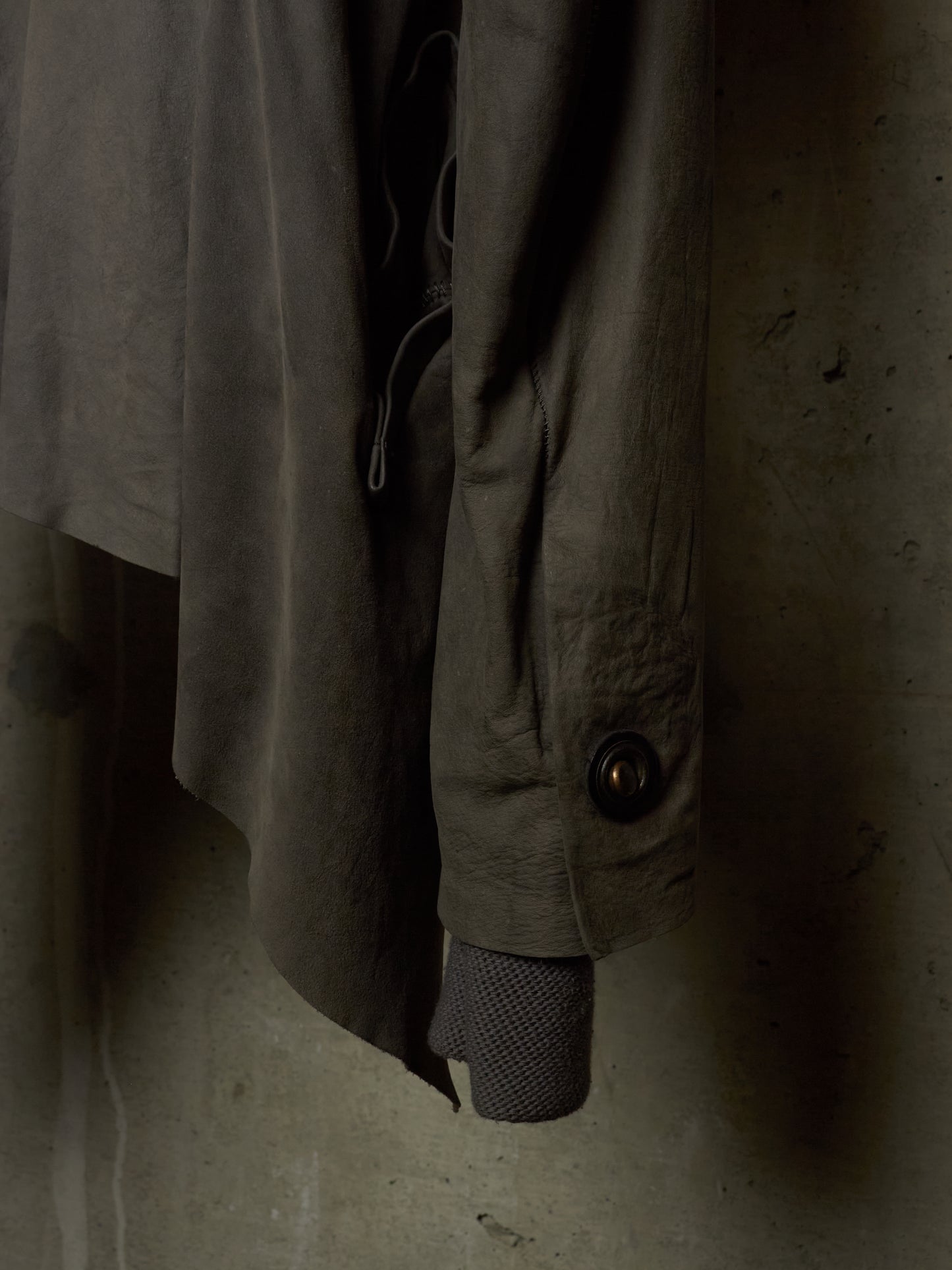 Isaac Sellam: “Experience” Open-front Laser Cut Calfskin Leather Cardigan