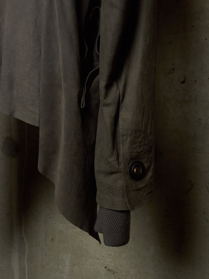Isaac Sellam: “Experience” Open-front Laser Cut Calfskin Leather Cardigan
