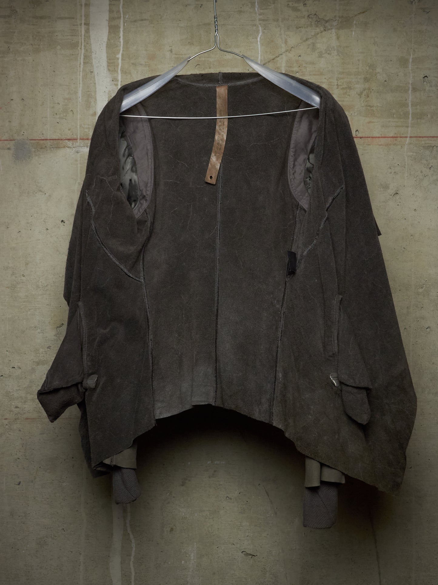 Isaac Sellam: “Experience” Open-front Laser Cut Calfskin Leather Cardigan