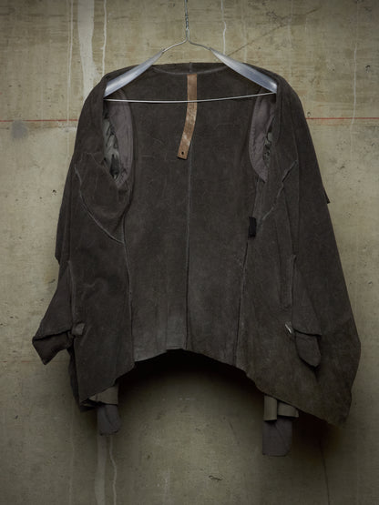 Isaac Sellam: “Experience” Open-front Laser Cut Calfskin Leather Cardigan
