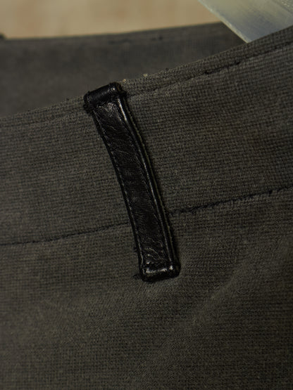 Isamu Katayama "BACKLASH" 2010s Grey Cotton Jersey Black Cow Leather Hybrid Slim Denim