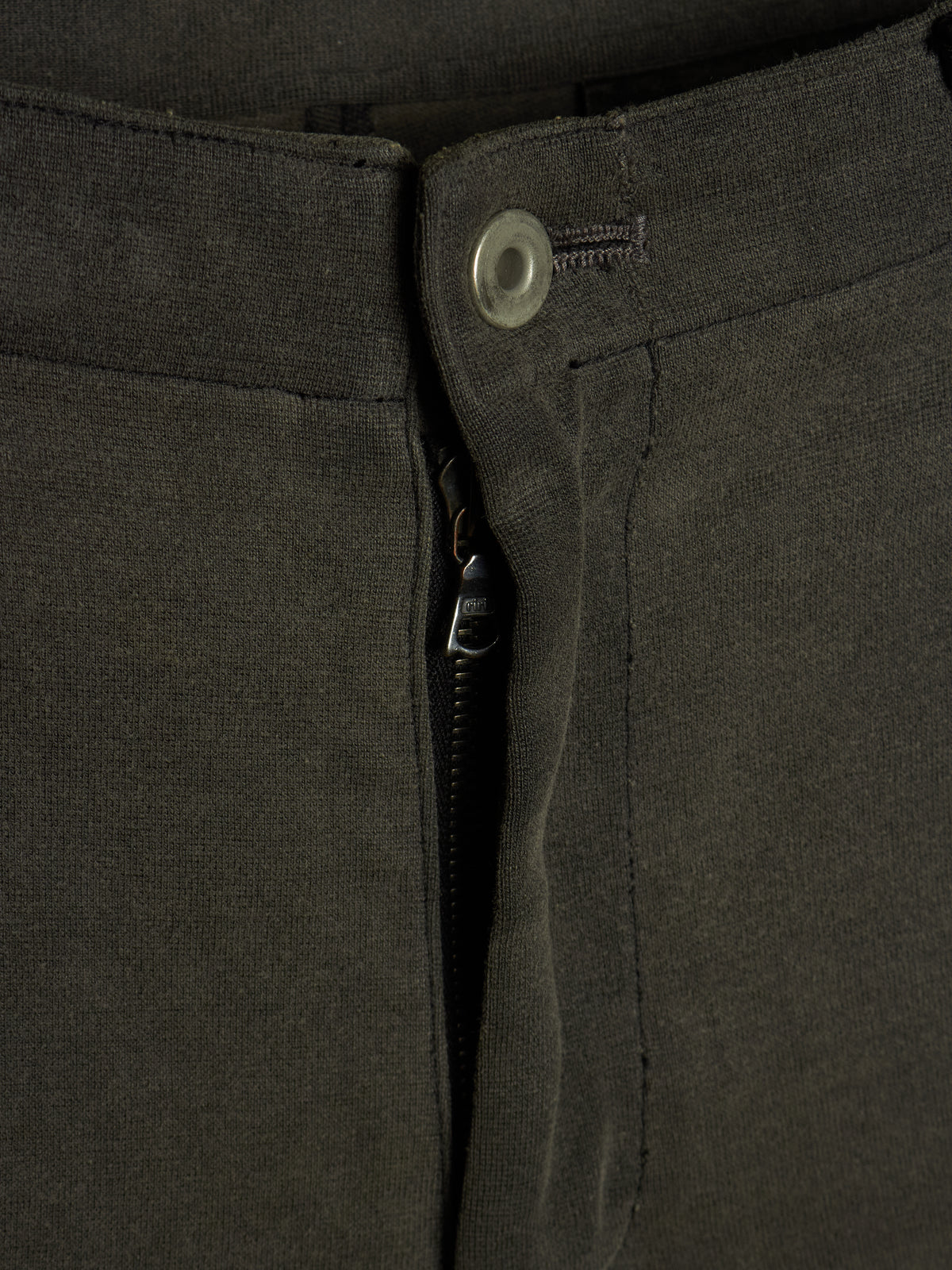 Isamu Katayama "BACKLASH" 2010s Grey Cotton Jersey Black Cow Leather Hybrid Slim Denim