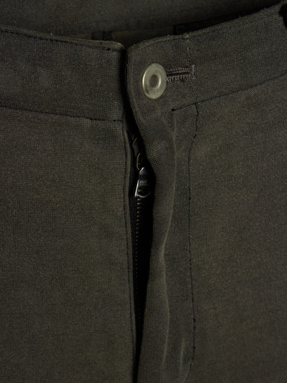 Isamu Katayama "BACKLASH" 2010s Grey Cotton Jersey Black Cow Leather Hybrid Slim Denim