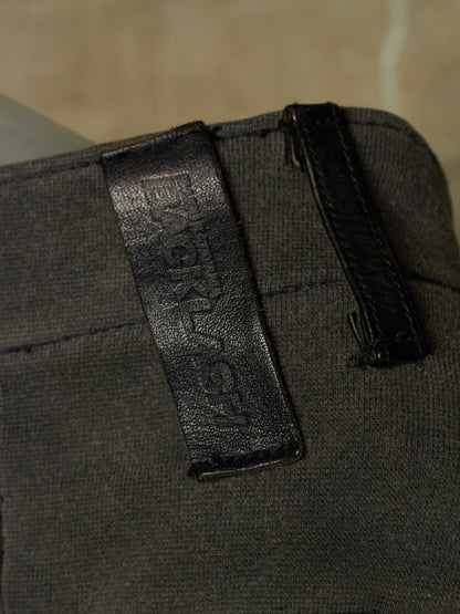 Isamu Katayama "BACKLASH" 2010s Grey Cotton Jersey Black Cow Leather Hybrid Slim Denim