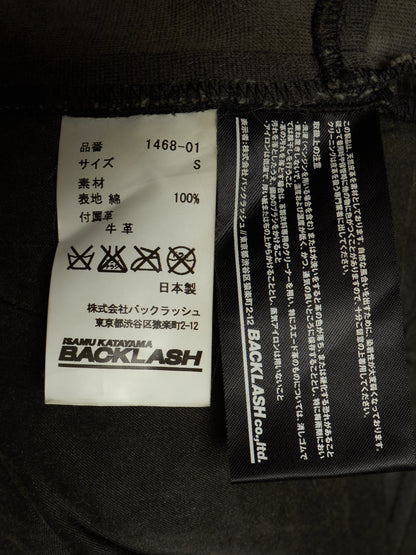 Isamu Katayama "BACKLASH" 2010s Grey Cotton Jersey Black Cow Leather Hybrid Slim Denim