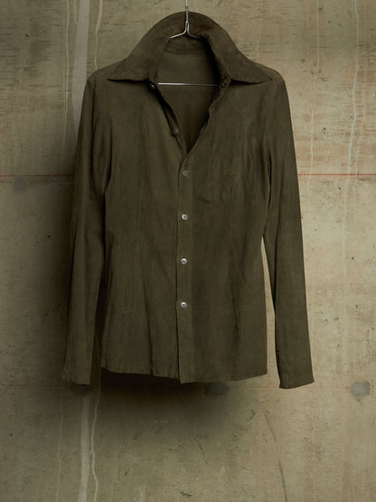 Isamu Katayama "BACKLASH" 2010s Sage Kangaroo Nubuck Leather Shirt
