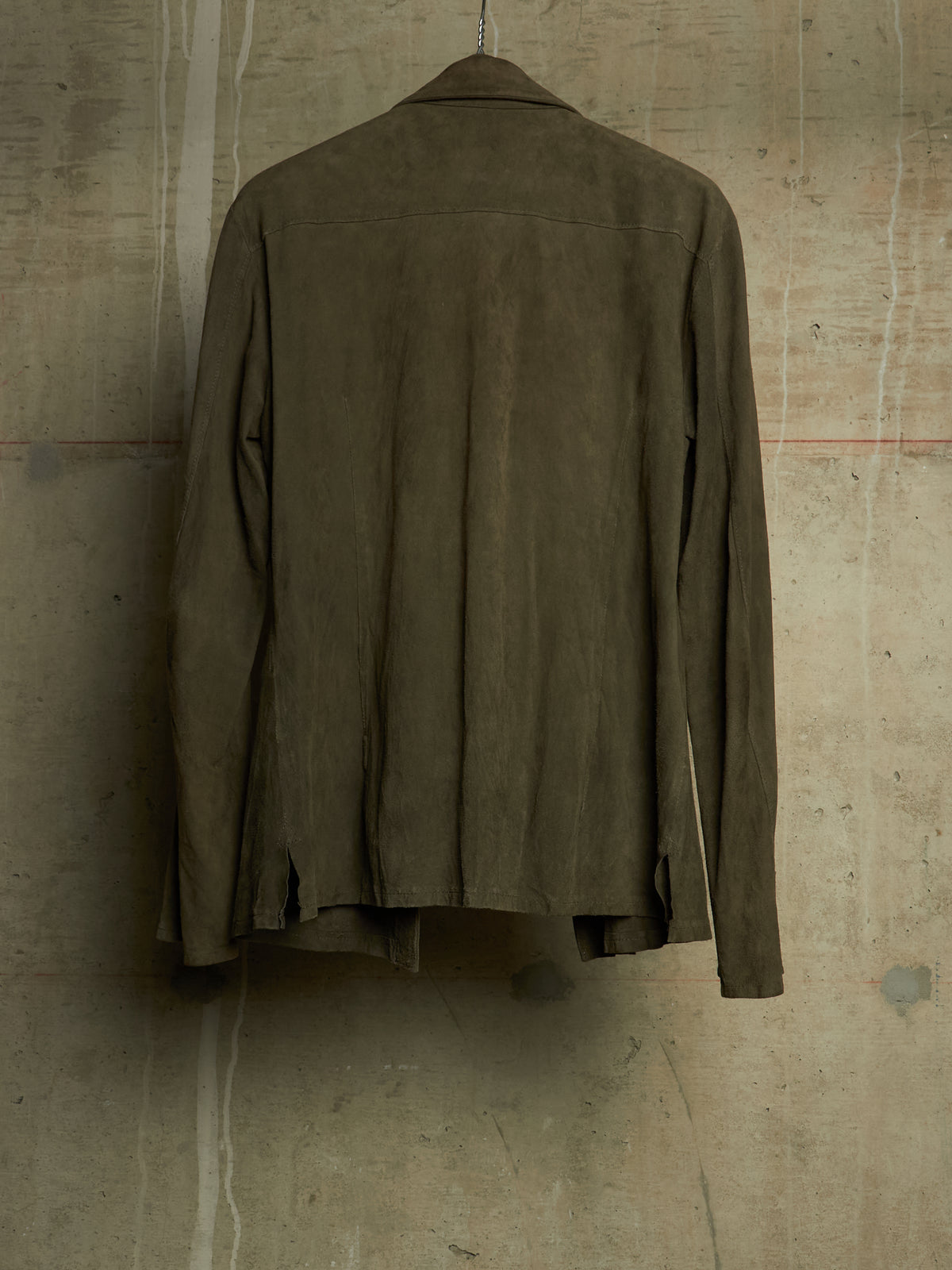 Isamu Katayama "BACKLASH" 2010s Sage Kangaroo Nubuck Leather Shirt